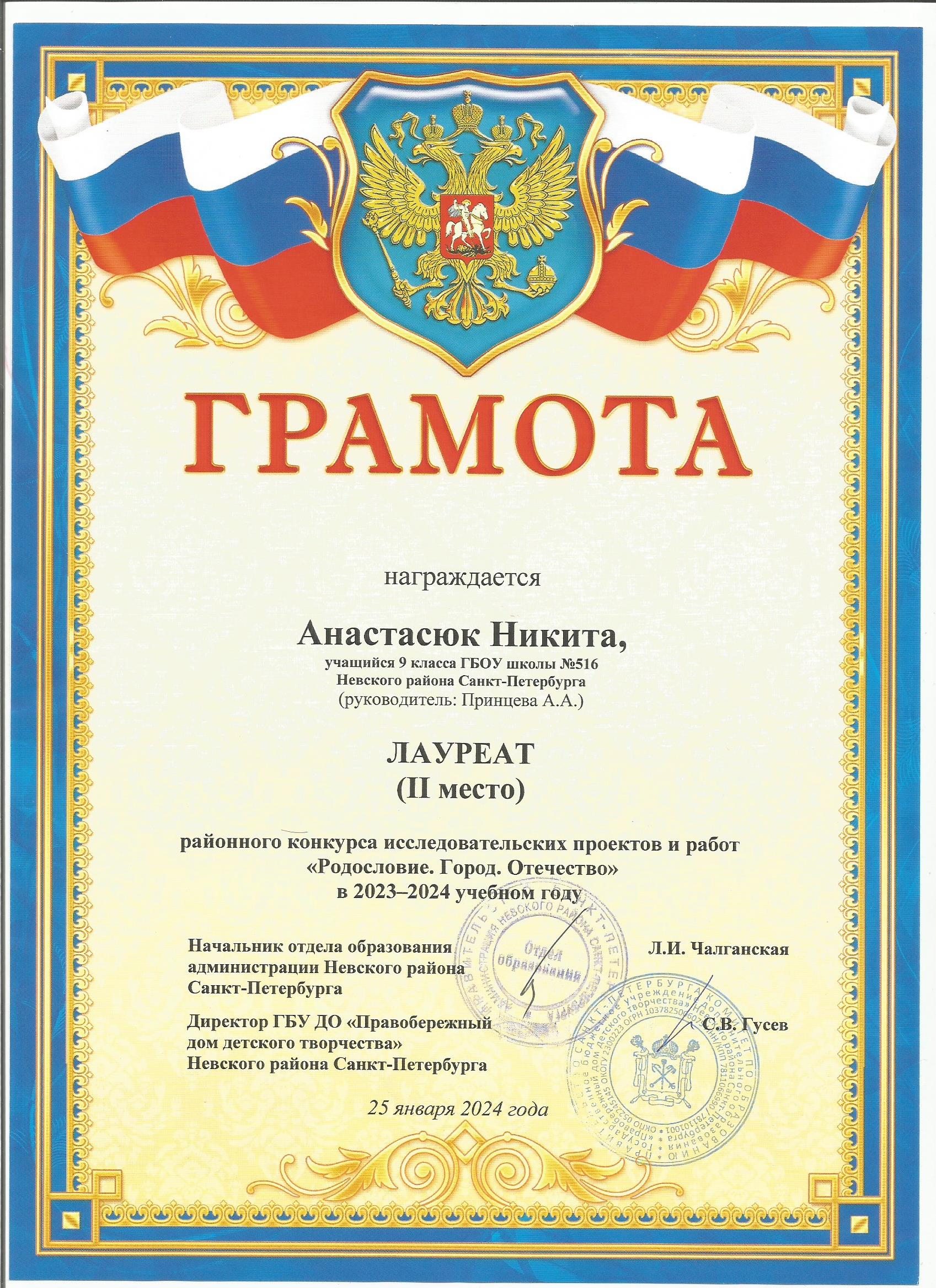 Анастасюк 2 место